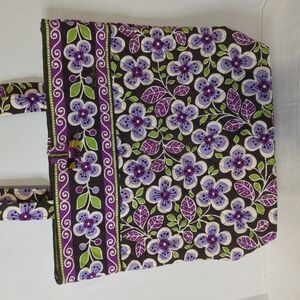 Vera Bradley Purple and Green Floral Tote with Bold Design